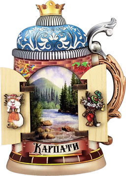 Сувенірний магніт у вигляді пивного бокала з Карпатами MKD-16 фото