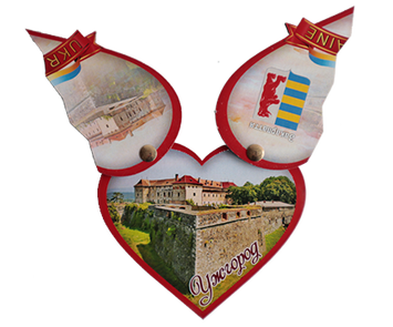 Сувенірний магніт-серце з рухомими половинками H-14 фото