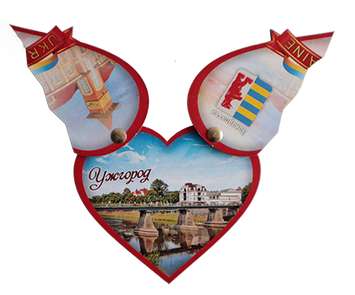 Сувенірний магніт-серце з рухомими половинками H-15 фото