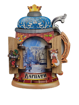 Сувенірний магніт у вигляді пивного бокала з Карпатами MKD-15 фото