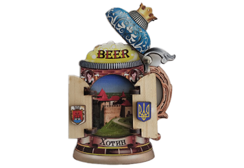 Сувенірний магніт у вигляді пивного бокала з Хотином MKD-25 фото