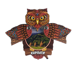 Сувенірний магніт-сова з відкривними крилами S-26 фото