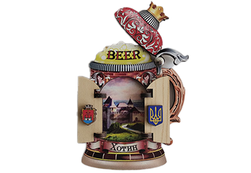 Сувенірний магніт у вигляді пивного бокала з Хотином MKD-10 фото