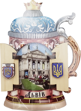 Сувенірний магніт у вигляді пивного бокала з рухомою кришкою (Львів) MKD-1 фото