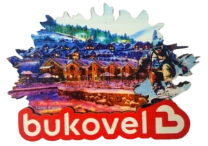 Сувенірний магніт Буковель з гірським краєвидом