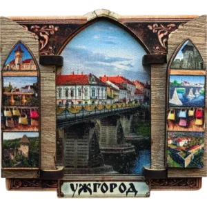 Сувенірний магніт-ворота з видом Ужгорода