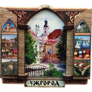Сувенірний магніт-ворота з видами Ужгорода