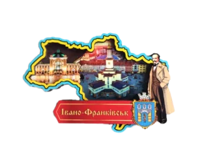 Магніт-рамка у формі карти України з Іваном Франком. Івано-Франківськ
