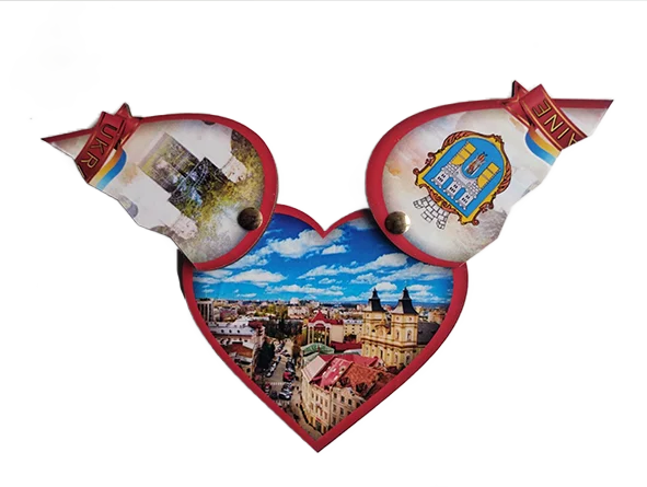 Сувенірний магніт-серце з рухомими половинками