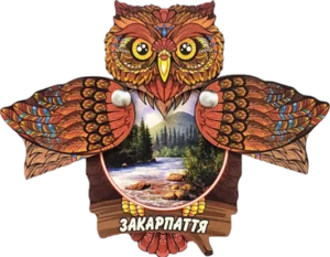 Сувенірний магніт-сова з відкривними крилами Сувенірний магніт-сова з відкривними крилами