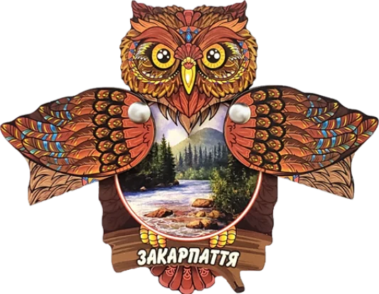 Сувенірний магніт-сова з відкривними крилами