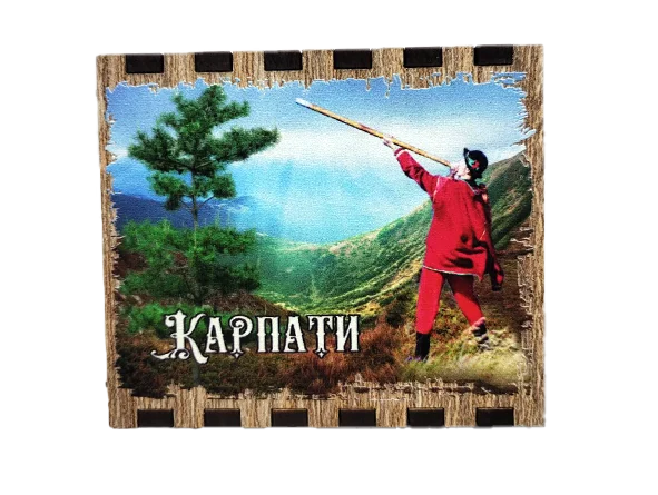 Сувенірний магніт у формі сірника з краєвидом Карпат