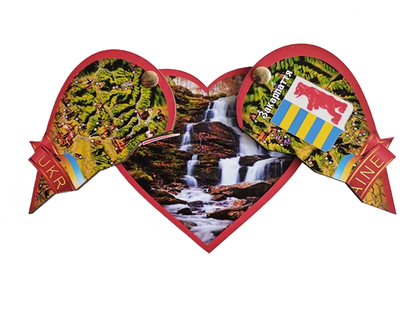 Сувенірний магніт-серце з рухомими половинками Закарпаття