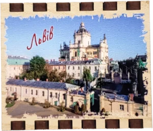 Сувенірний сірник збільшений з видом Львова Сувенірний сірник збільшений з видом Львова