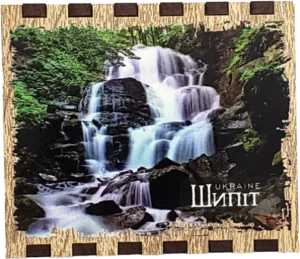 Збільшений сувенірний сірник з магнітом «Водоспад Шипіт»