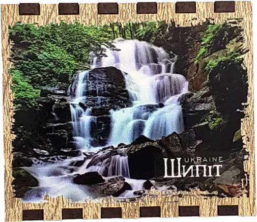 Збільшений сувенірний сірник з магнітом «Водоспад Шипіт»