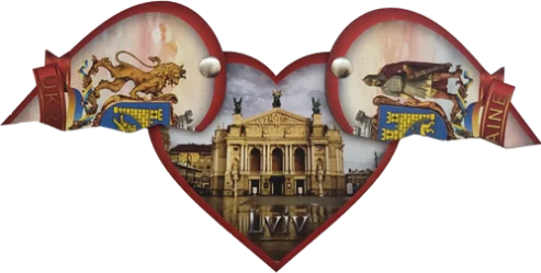 Сувенірний магніт-серце з символікою України