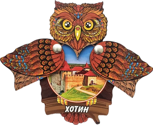 Сувенірний магніт-сова з відкривними крилами
