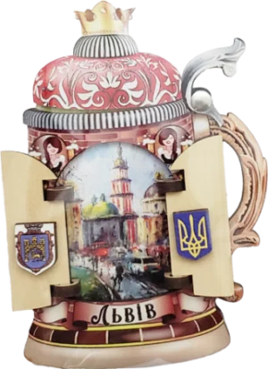 Сувенірний магніт у вигляді пивного бокала з рухомими елементами (Львів)