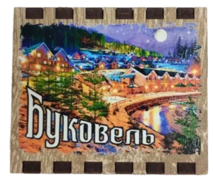 Збільшений сувенірний сірник з Буковелем