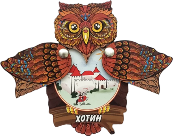 Сувенірний магніт-сова з рухомими крилами