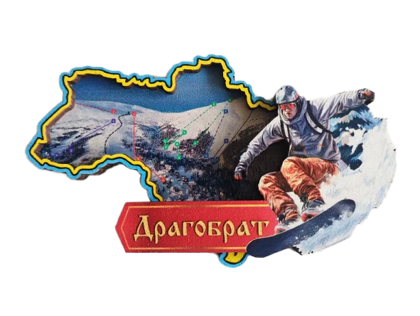 Магніт Драгобрату у формі карти України