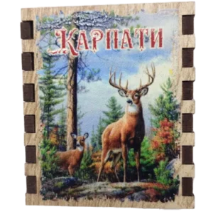 Сувенірний сірник збільшений з оленями та написом «Карпати»