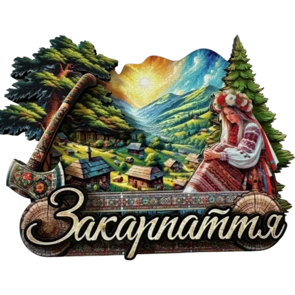Сувенірний магніт Закарпаття з гуцульською тематикою