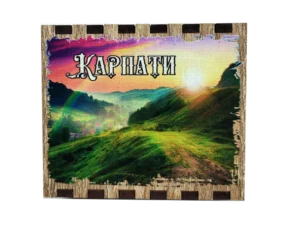 Сувенірний магніт у формі сірника з краєвидом Карпат
