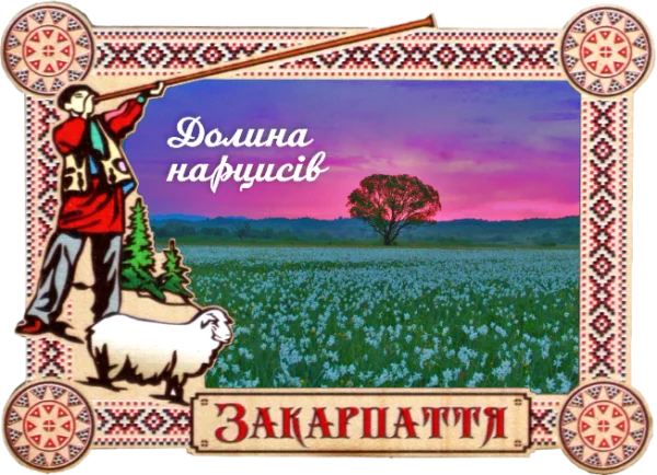 Магніт-рамка з гуцульським декором «Долина нарцисів»