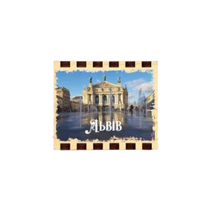 Сувенірний магніт у формі сірника з видом Львова Сувенірний магніт у формі сірника з видом Львова