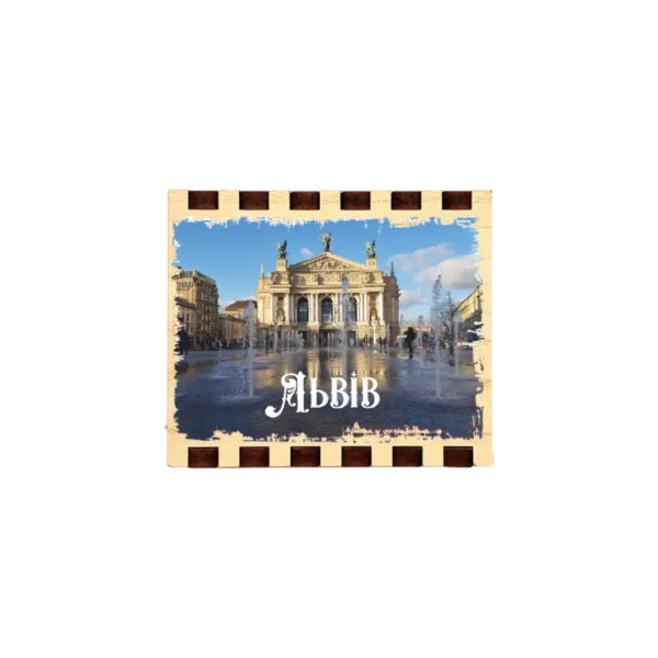 Сувенірний магніт у формі сірника з видом Львова