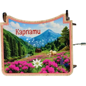 Велика музична шкатулка з декоративним оформленням «Карпати»