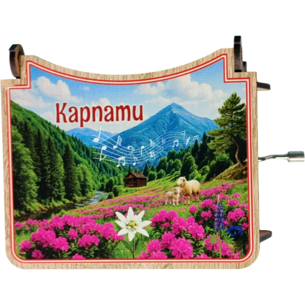 Велика музична шкатулка з декоративним оформленням «Карпати»