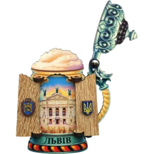 Сувенірний магніт у вигляді пивного бокала «Львів»
