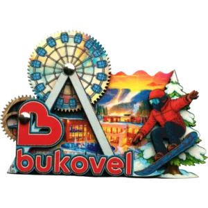 Сувенірний магніт з рухомим оглядовим колесом «Буковель»