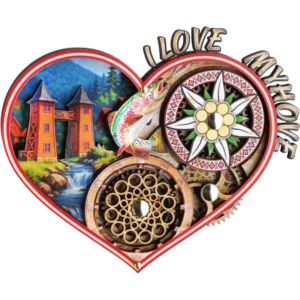 Сувенірний магніт у формі серця з шестернями «Мигово»