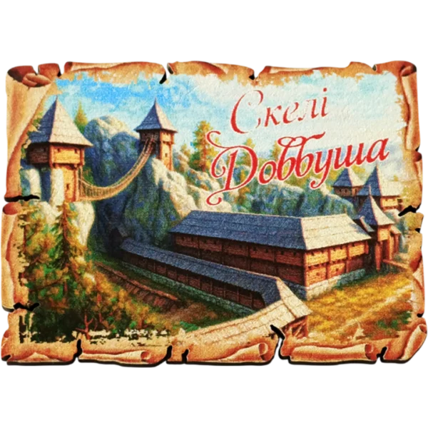 Сувенірний магніт у вигляді папірусу «Скелі Довбуша»