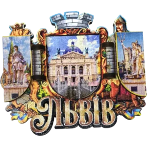 Декоративний магніт-ворота з етноелементами «Львів»
