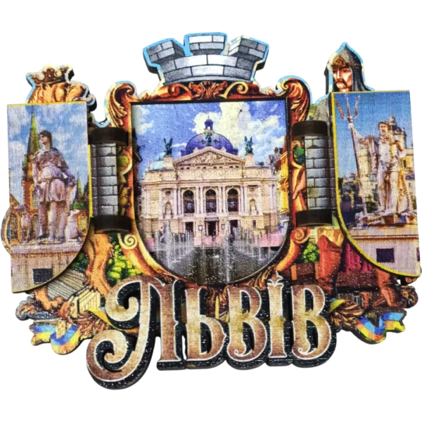 Декоративний магніт-ворота з етноелементами «Львів»