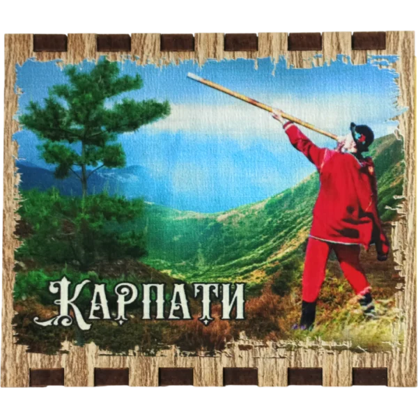Збільшений сувенірний сірник з магнітом «Карпати»